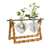 Heart Glass Bamboo Root Plant Terrarium Vase