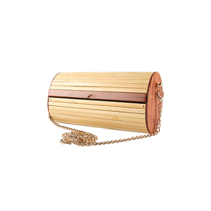 Oval Bamboo Wood Crossbody Bag