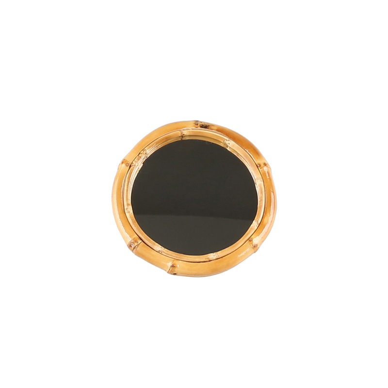 Portable Bamboo Root Round Pocket Mini Mirror