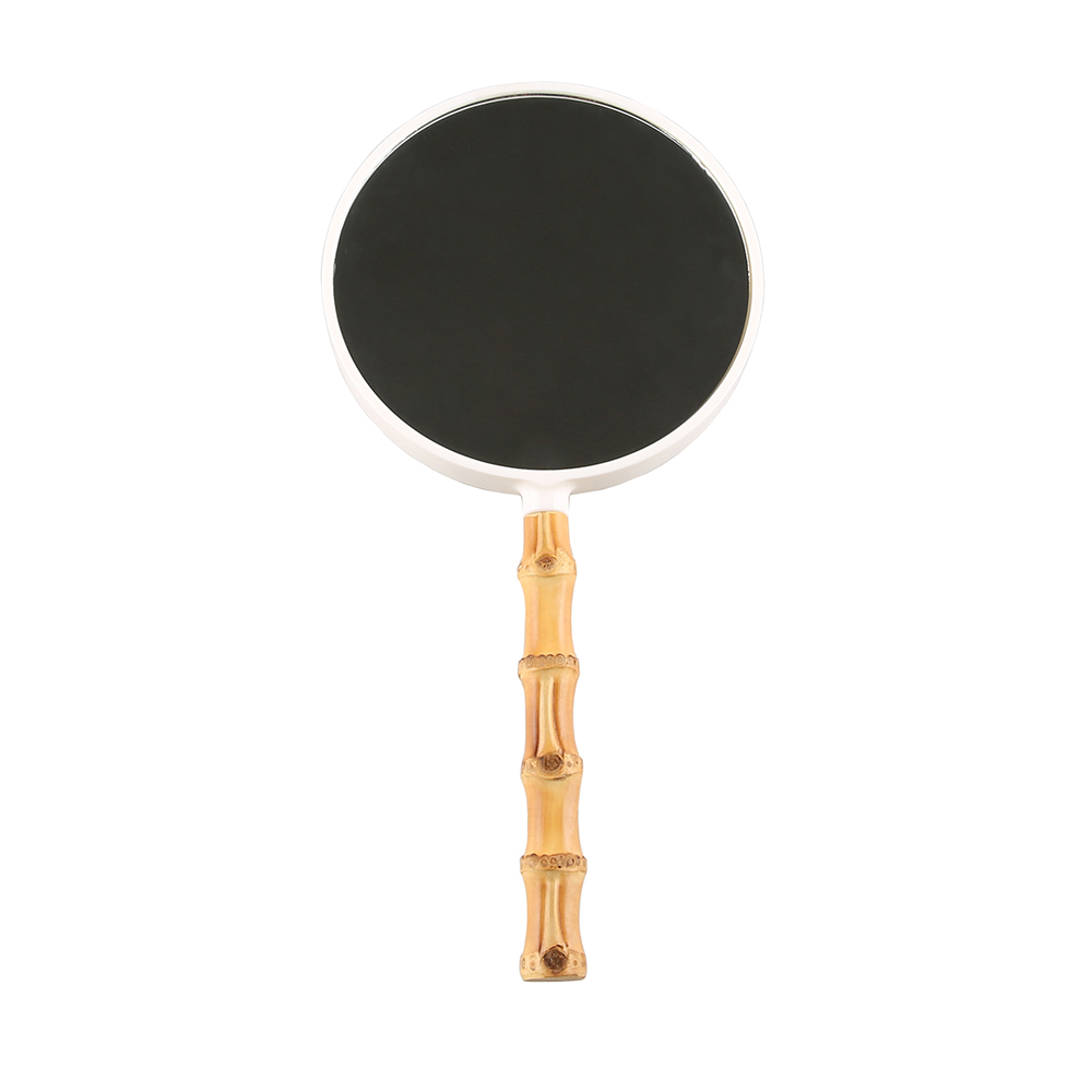 Magnifying Hand Mirror Bamboo Root Handle 2 Sides Handheld Mirror