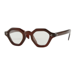 Irregular Polygonal Horn Eyeglasses with Rivets