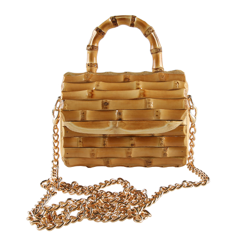 Handmade Natural Bamboo Root Mini Bag with Handle