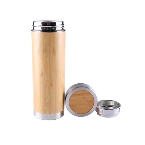 Stainless Steel Bamboo Vacuum Bottle Tea Flask