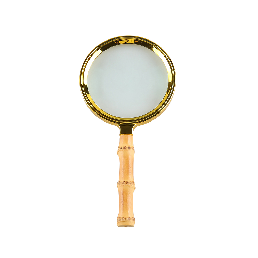 Handheld Magnifying Glass Natural Bamboo Root Handle Magnifier