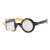 Half Round Half Square Black White Horn Eyeglasses