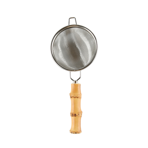 Bamboo Root Handle 304 Stainless Steel Fine Mesh Strainer