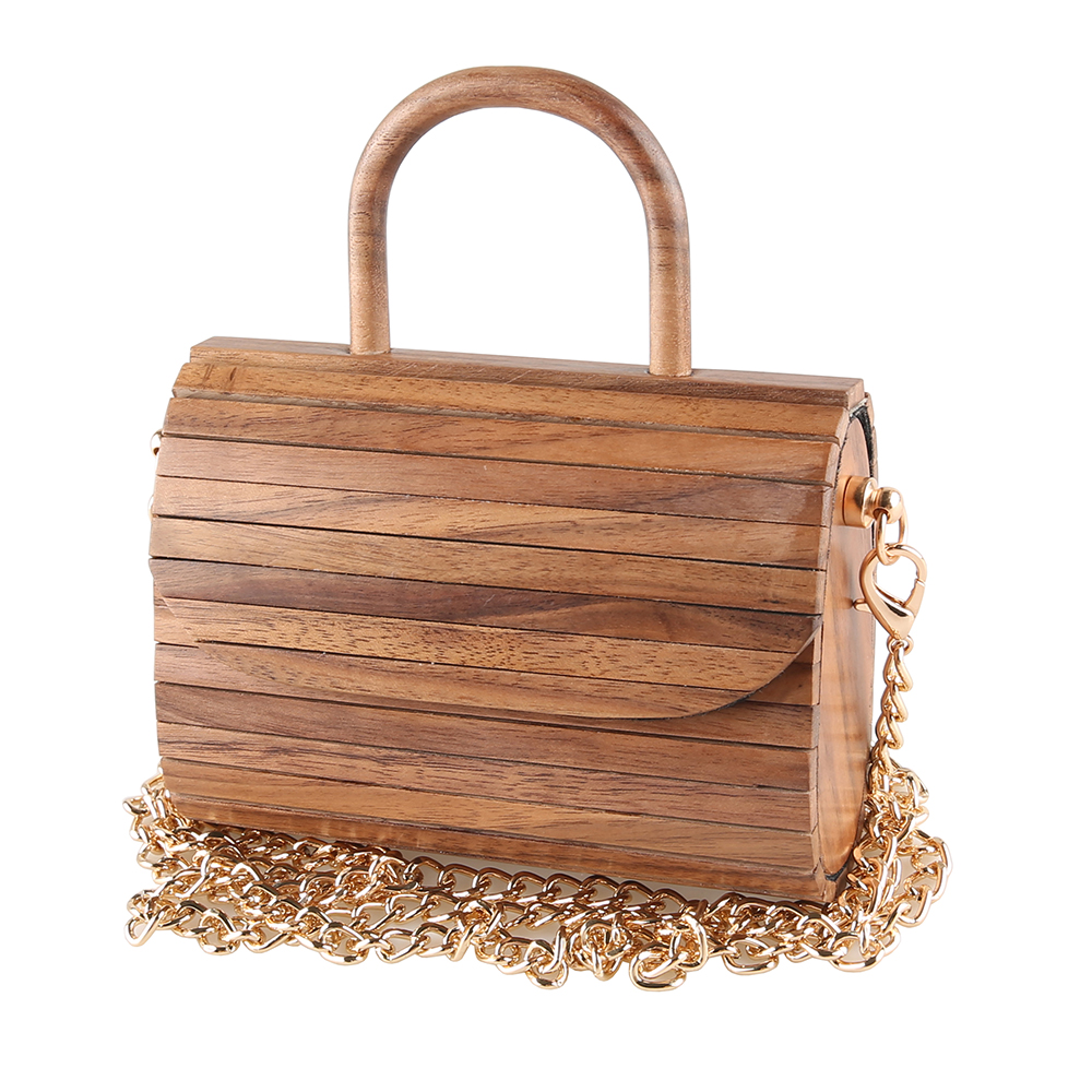 Wooden Cross Body Mini Bag with Handle