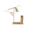 Natural Bamboo Dragonfly Desktop Decoration with Small Pen Holder Stand