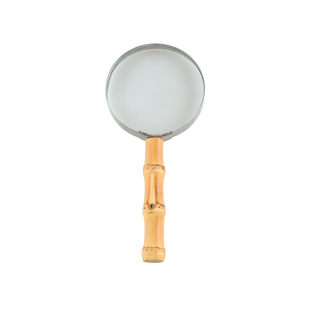 Handheld Magnifying Glass Natural Bamboo Root Handle Magnifier