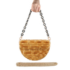 Half Round Moon Bamboo Root Shoulder Cross Body Bag