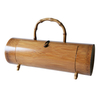 Natural Bamboo Tube Handbag Round Bucket Purse