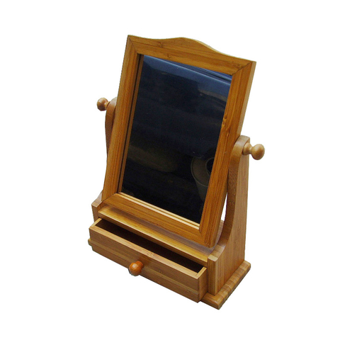 Bamboo Makeup Mirror with Drawer