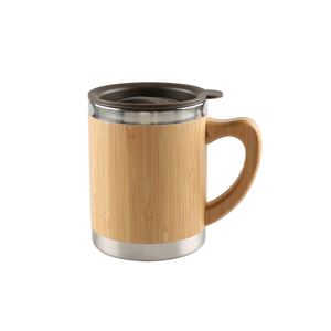 304 Stainless Steel Bamboo Tea Cup Coffee Mug with Lid