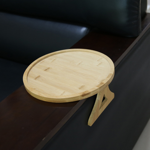 Bamboo Couch Arm Table Sofa Armrest Clip-on Tray