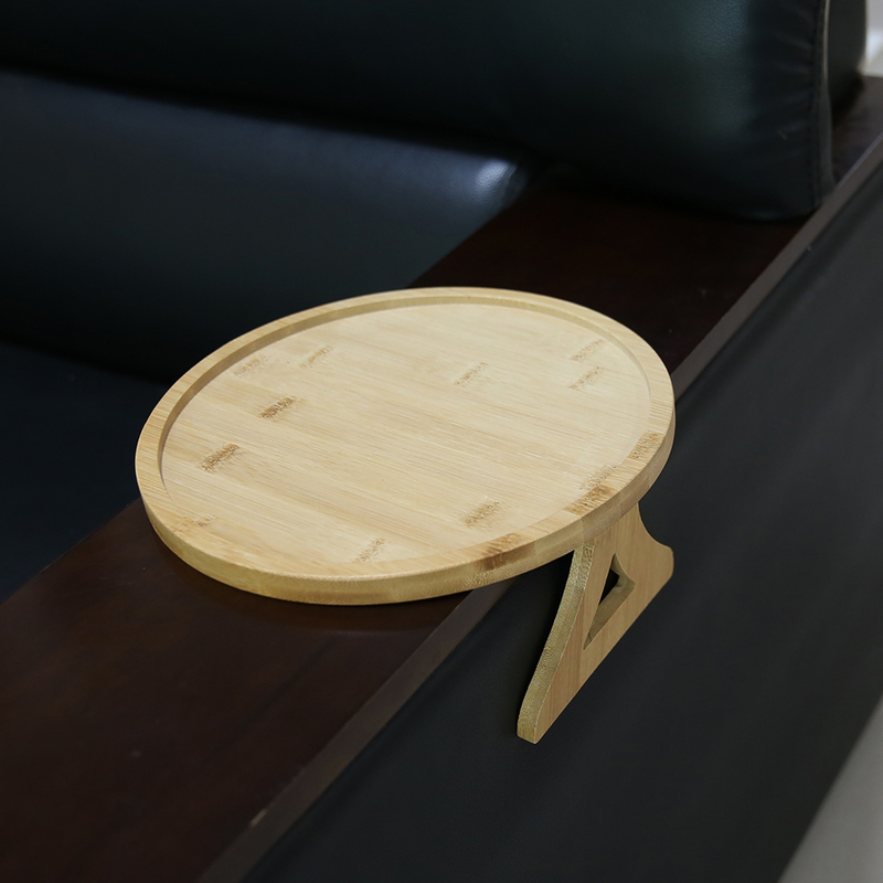 Bamboo Couch Arm Table Sofa Armrest Clip-on Tray
