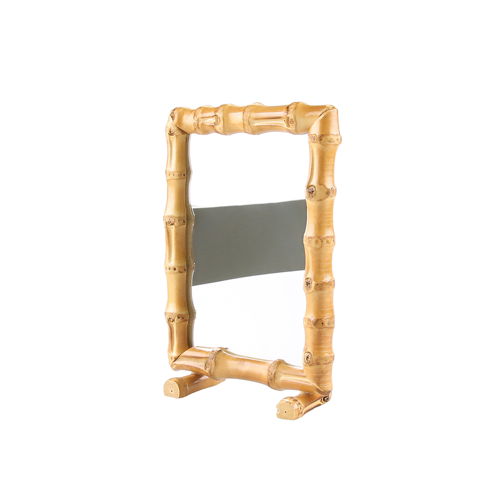  Two Sides Dual Use Bamboo Root Photo Frame Picture Display Vanity Mirror