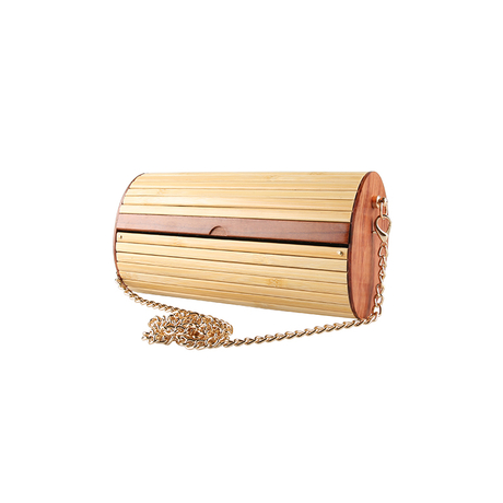 Oval Bamboo Wood Crossbody Bag