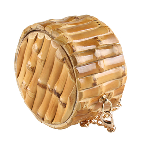 Round Natural Bamboo Root Mini Bag