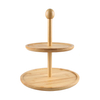 Bamboo Wood 2 Tiered Serving Tray Stand 