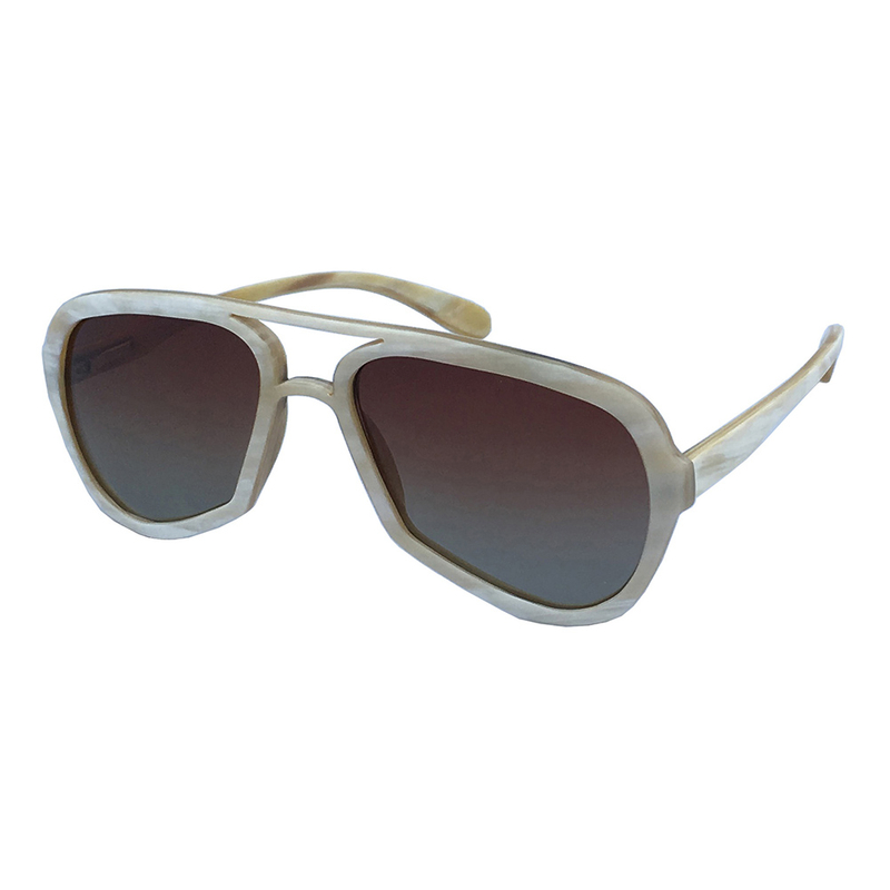 Double Nose Bridges Pilot Natural Horn Sunglasses