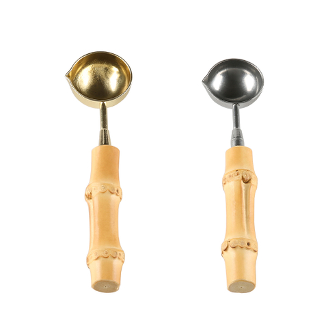 Bamboo Root Handle Brass Wax Melting Spoon