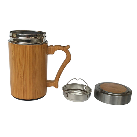 Stainless Steel Bamboo Water Cup Tea Coffee Beer Mug