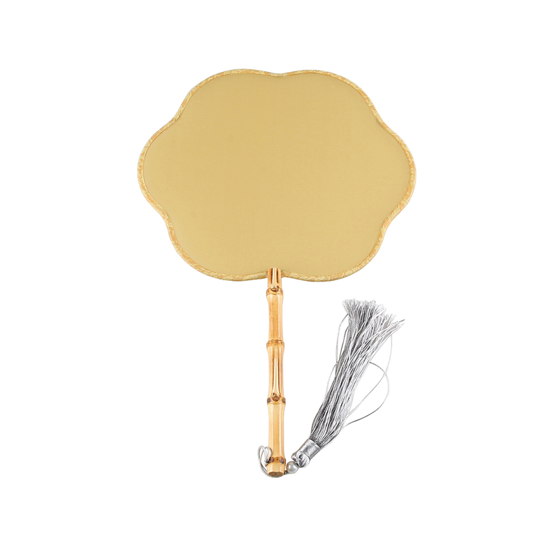 Bamboo Root Handle Silk Fabric Palace Dance Fan
