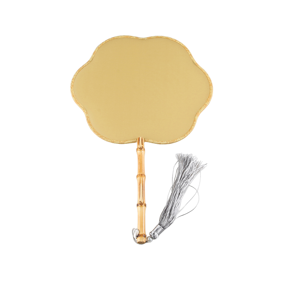 Bamboo Root Handle Silk Fabric Palace Dance Fan