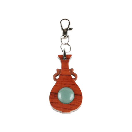 Wooden Keychain Car Hanging Ornament Pendant Reading Glass Magnifier