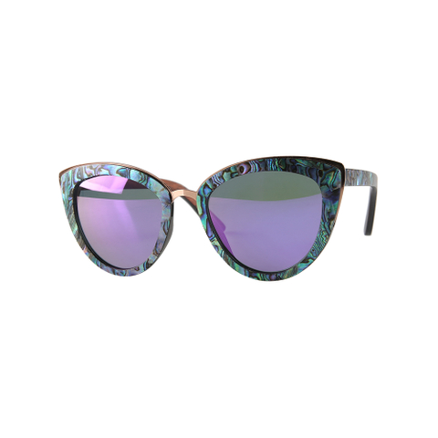 Sea Shell Coated Wood Frame Sunglasses Wooden Eyewear Shades