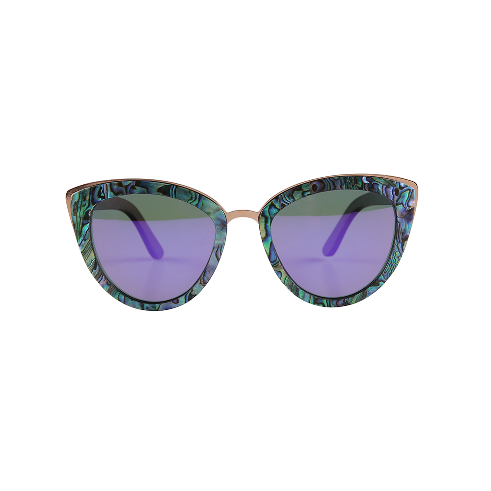 Sea Shell Coated Wood Frame Sunglasses Wooden Eyewear Shades