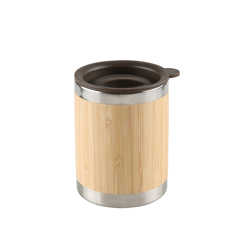 304 Stainless Steel Bamboo Tea Cup Coffee Mug with Lid