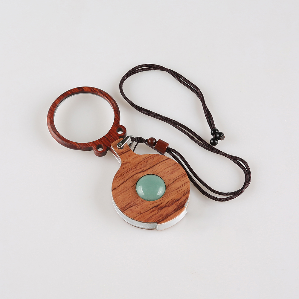 Wood Reading Glass Magnifier Pendant Necklace